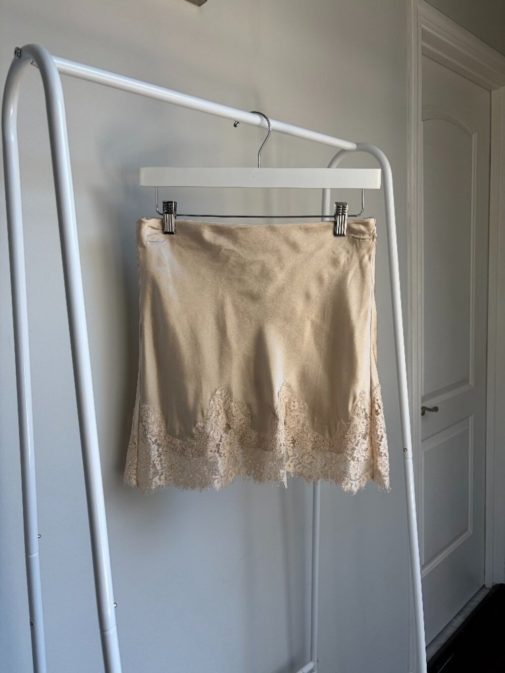 Reformation Carolina Lace Trim Silk Miniskirt